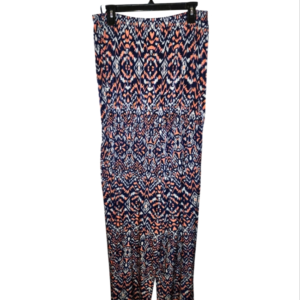 Vibrant Geometric Maxi Skirt - Blue and Orange